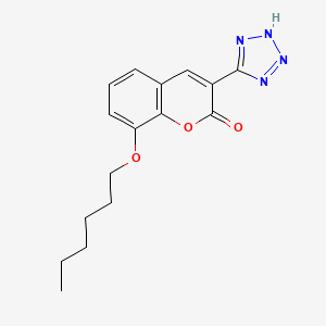 molecular formula C16H18N4O3 B1673761 8-(Hexyloxy)-3-(1H-tetrazol-5-yl)-2H-1-benzopyran-2-one CAS No. 76239-32-2
