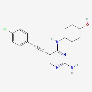 molecular formula C18H19ClN4O B1673762 2-Amino-5-(4-chlorophenylethynyl)-4-(trans-4-hydroxycyclohexylamino)pyrimidine CAS No. 393856-87-6