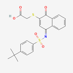 molecular formula C22H21NO5S2 B1673763 2-[[4-[[[4-(tert-Butyl)phenyl]sulfonyl]imino]-1-oxo-1,4-dihydro-2-naphthyl]thio]acetic Acid CAS No. 881487-77-0