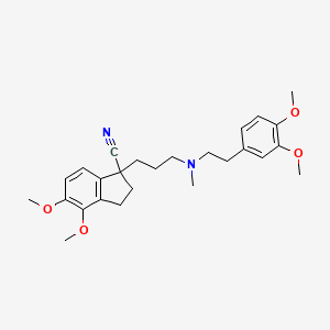 molecular formula C26H34N2O4 B1673764 1-(3-((3,4-dimethoxyphenethyl)(methyl)amino)propyl)-4,5-dimethoxy-2,3-dihydro-1H-indene-1-carbonitrile CAS No. 205535-74-6