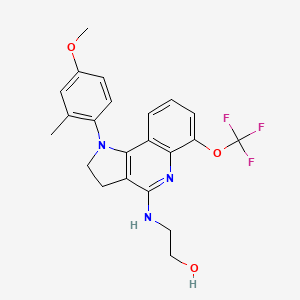 molecular formula C22H22F3N3O3 B1673768 1-(2-Methyl-4-methoxyphenyl)-4-((2-hydroxyethyl)amino)-6-trifluoromethoxy-2,3-dihydropyrrolo(3,2-c)quinoline CAS No. 220853-65-6