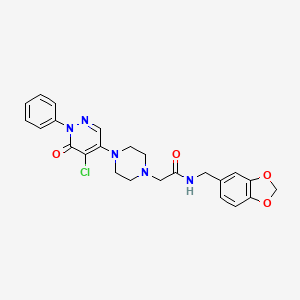 molecular formula C24H24ClN5O4 B1673770 N-[(2H-1,3-benzodioxol-5-yl)methyl]-2-[4-(5-chloro-6-oxo-1-phenyl-1,6-dihydropyridazin-4-yl)piperazin-1-yl]acetamide CAS No. 924249-06-9