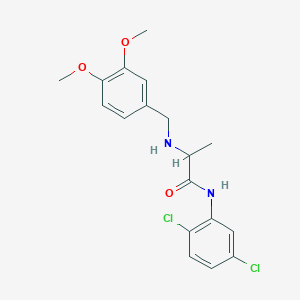 molecular formula C18H20Cl2N2O3 B1673771 N-(2,5-dichlorophenyl)-2-{[(3,4-dimethoxyphenyl)methyl]amino}propanamide CAS No. 1049727-35-6