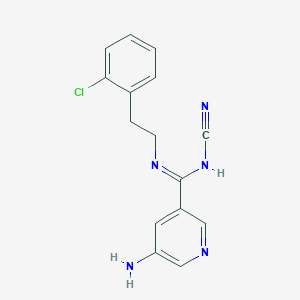 molecular formula C15H14ClN5 B1673776 5-amino-N'-[2-(2-chlorophenyl)ethyl]-N-cyanopyridine-3-carboximidamide CAS No. 152802-84-1