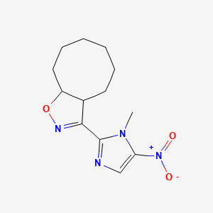 molecular formula C13H18N4O3 B1673785 3a,4,5,6,7,8,9,9a-Octahydro-3-(1-methyl-5-nitroimidazol-2-yl)cycloocta(d)isoxazole CAS No. 58211-94-2
