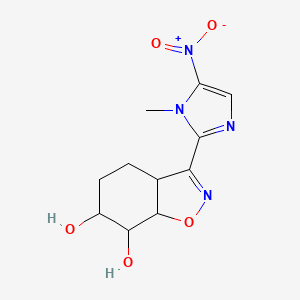 molecular formula C11H14N4O5 B1673787 cis-3a,4,5,6,7,7a-Hexahydro-3-(1-methyl-5-nitro-1H-imidazol-2-yl)-1,2-benzisoxazole-6,7-diol CAS No. 70483-69-1
