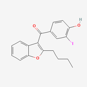 molecular formula C19H17IO3 B1673795 (2-Butylbenzofuran-3-yl)(4-hydroxy-3-iodophenyl)methanone CAS No. 147030-50-0