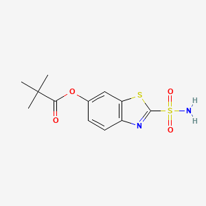 molecular formula C12H14N2O4S2 B1673802 (2-Sulfamoyl-6-benzothiazolyl)-2,2-dimethylpropionate CAS No. 86394-94-7
