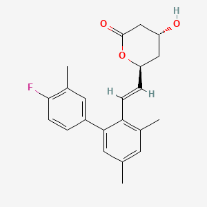 molecular formula C22H23FO3 B1673803 (4R,6S)-6-[(E)-2-[2-(4-fluoro-3-methylphenyl)-4,6-dimethylphenyl]ethenyl]-4-hydroxyoxan-2-one CAS No. 85493-98-7