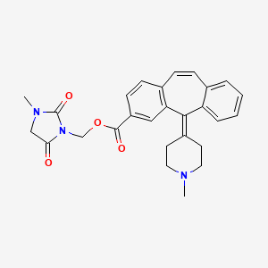 molecular formula C27H27N3O4 B1673804 (3-Methyl-2,5-dioxo-1-imidazolidin-1-yl)methyl-5-(1-methyl-4-piperidinylidene)-5H-dibenzo(a,d)cycloheptene-3-carboxylate CAS No. 89149-85-9