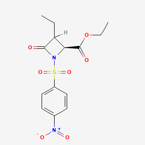 molecular formula C14H16N2O7S B1673813 ethyl (2S)-3-ethyl-1-(4-nitrophenyl)sulfonyl-4-oxoazetidine-2-carboxylate CAS No. 127020-81-9