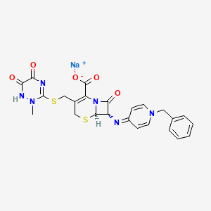 molecular formula C24H21N6NaO5S2 B1673816 sodium;(6R,7S)-7-[(1-benzylpyridin-4-ylidene)amino]-3-[(2-methyl-5,6-dioxo-1H-1,2,4-triazin-3-yl)sulfanylmethyl]-8-oxo-5-thia-1-azabicyclo[4.2.0]oct-2-ene-2-carboxylate CAS No. 104023-63-4