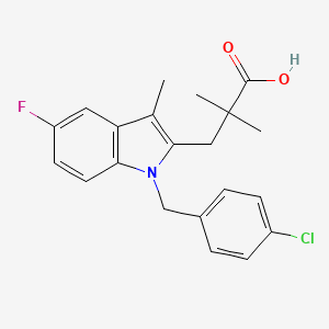 molecular formula C21H21ClFNO2 B1673820 3-[1-[(4-Chlorophenyl)methyl]-5-fluoro-3-methyl-2-indolyl]-2,2-dimethylpropanoic acid CAS No. 103253-15-2