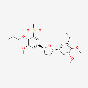 molecular formula C24H32O8S B1673831 (2S,5S)-2-(3-methoxy-5-methylsulfonyl-4-propoxyphenyl)-5-(3,4,5-trimethoxyphenyl)oxolane CAS No. 113787-28-3