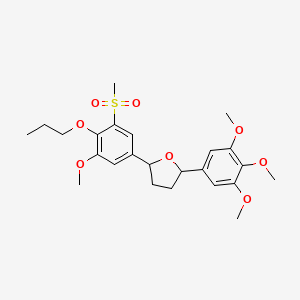 molecular formula C24H32O8S B1673832 trans-2-(3-Methoxy-5-methylsulfonyl-4-propoxyphenyl)-5-(3,4,5-trimethoxyphenyl)tetrahydrofuran CAS No. 129314-27-8