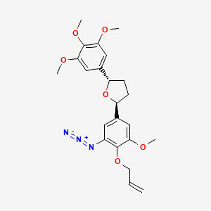 molecular formula C23H27N3O6 B1673833 (2S,5S)-2-(3-azido-5-methoxy-4-prop-2-enoxyphenyl)-5-(3,4,5-trimethoxyphenyl)oxolane CAS No. 122328-38-5