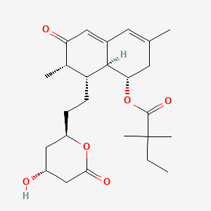 molecular formula C25H36O6 B1673840 [(1S,7S,8S,8aS)-8-[2-[(2R,4R)-4-hydroxy-6-oxooxan-2-yl]ethyl]-3,7-dimethyl-6-oxo-2,7,8,8a-tetrahydro-1H-naphthalen-1-yl] 2,2-dimethylbutanoate CAS No. 130468-11-0