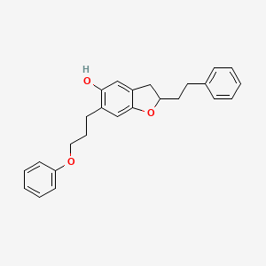 molecular formula C25H26O3 B1673843 2,3-Dihydro-6-(3-phenoxypropyl)-2-(2-phenylethyl)-5-benzofuranol CAS No. 133174-26-2