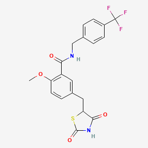 molecular formula C20H17F3N2O4S B1673845 5-((2,4-二氧代-5-噻唑烷基)甲基)-2-甲氧基-N-((4-(三氟甲基)苯基)甲基)苯甲酰胺 CAS No. 213252-19-8
