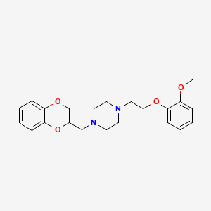 molecular formula C22H28N2O4 B1673851 Piperazine, 1-((2,3-dihydro-1,4-benzodioxin-2-yl)methyl)-4-(2-(2-methoxyphenoxy)ethyl)- CAS No. 100508-26-7