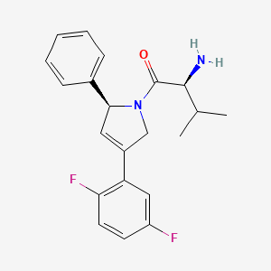 molecular formula C21H22F2N2O B1673857 (2S)-2-amino-1-[(2S)-4-(2,5-difluorophenyl)-2-phenyl-2,5-dihydro-1H-pyrrol-1-yl]-3-methylbutan-1-one CAS No. 639074-49-0