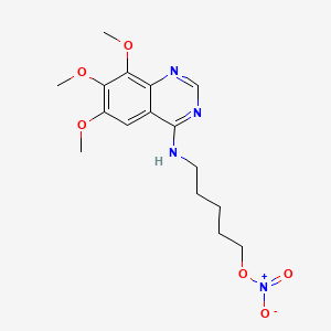 molecular formula C16H22N4O6 B1673858 5-((6,7,8-Trimethoxy-4-quinazolinyl)amino)-1-pentanyl nitrate maleate CAS No. 47487-05-8