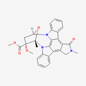 molecular formula C29H25N3O5 B1673860 9,12-Epoxy-1H-diindolo[1,2,3-fg:3',2',1'-kl]pyrrolo[3,4-i][1,6]benzodiazocine-10-carboxylic acid, 2,3,9,10,11,12-hexahydro-10-methoxy-2,9-dimethyl-1-oxo-, methyl ester, (9S,10R,12R)- CAS No. 126643-37-6
