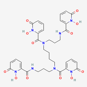 molecular formula C34H38N8O12 B1673871 N,N'-1,4-Butanediylbis(N-(3-(((1,6-dihydro-1-hydroxy-6-oxo-2-pyridinyl)carbonyl)amino)propyl)-1,6-dihydro-1-hydroxy-6-oxo-2-pyridinecarboxamide CAS No. 110874-36-7