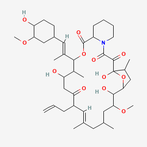 molecular formula C43H67NO12 B1673896 (18Z)-1,14,24-Trihydroxy-12-[(E)-1-(4-hydroxy-3-methoxycyclohexyl)prop-1-en-2-yl]-23-methoxy-13,19,21,27-tetramethyl-17-prop-2-enyl-11,28-dioxa-4-azatricyclo[23.2.1.04,9]octacos-18-ene-2,3,10,16-tetrone CAS No. 132172-14-6