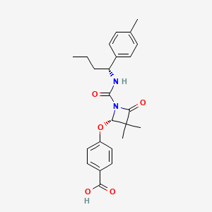 molecular formula C25H28N2O6 B1673897 4-((1-(((1-(5-Toluoyl)butyl)amino)carbonyl)-3,3-dimethyl-4-oxo-2-azetidinyl)oxy)benzoic acid CAS No. 156728-18-6
