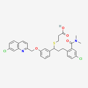 B1673901 3-(((3-(7-Chloro-2-quinolinyl)methoxyphenyl)(2-(4-chloro-2-dimethylcarbamoylphenyl)ethyl)methyl)thio)propanoic acid CAS No. 133768-71-5