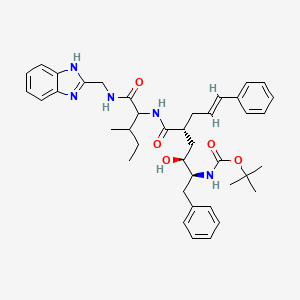 B1673905 tert-butyl N-[(E,2S,3S,5R)-5-[[1-(1H-benzimidazol-2-ylmethylamino)-3-methyl-1-oxopentan-2-yl]carbamoyl]-3-hydroxy-1,8-diphenyloct-7-en-2-yl]carbamate CAS No. 132565-33-4