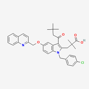 B1673906 1-((4-Chlorophenyl)methyl)-3-(3,3-dimethyl-1-oxobutyl)-alpha,alpha-dimethyl-5-(2-quinolinylmethoxy)-1H-indole-2-propanoic acid CAS No. 136668-50-3