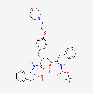 B1673908 tert-butyl N-[(2S,3S,5R)-3-hydroxy-6-[[(1S,2R)-2-hydroxy-2,3-dihydro-1H-inden-1-yl]amino]-5-[[4-(2-morpholin-4-ylethoxy)phenyl]methyl]-6-oxo-1-phenylhexan-2-yl]carbamate CAS No. 138483-63-3