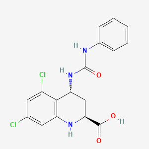 molecular formula C17H15Cl2N3O3 B1673909 4-[[Anilino(oxo)methyl]amino]-5,7-dichloro-1,2,3,4-tetrahydroquinoline-2-carboxylic acid CAS No. 139051-78-8