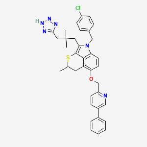 molecular formula C36H35ClN6OS B1673914 1-(4-Chloro-benzyl)-2-[2,2-dimethyl-3-(1H-tetrazol-5-yl)-propyl]-4-methyl-6-(5-phenyl-pyridin-2-ylmethoxy)-4,5-dihydro-1H-3-thia-1-aza-acenaphthylene CAS No. 150461-07-7