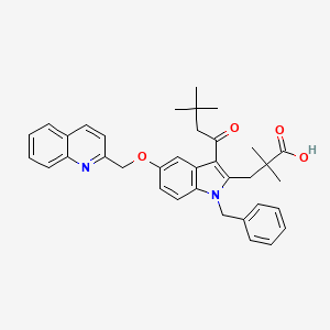 molecular formula C36H38N2O4 B1673915 3-[1-Benzyl-3-(3,3-dimethylbutanoyl)-5-(quinolin-2-ylmethoxy)indol-2-yl]-2,2-dimethylpropanoic acid CAS No. 136668-70-7
