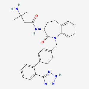 B1673917 3-amino-3-methyl-N-[(3R)-2-oxo-1-[[4-[2-(2H-tetrazol-5-yl)phenyl]phenyl]methyl]-4,5-dihydro-3H-1-benzazepin-3-yl]butanamide CAS No. 145455-23-8