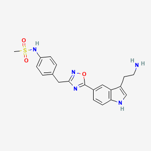 molecular formula C20H21N5O3S B1673920 N-(4-((5-(3-(2-Aminoethyl)-1H-indol-5-yl)-1,2,4-oxadiazol-3-yl)methyl)phenyl)methanesulfonamide CAS No. 137403-12-4