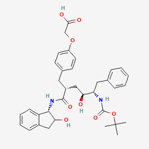 molecular formula C35H42N2O8 B1673921 2-[4-[(2R,4S,5S)-4-hydroxy-2-[[(1S)-2-hydroxy-2,3-dihydro-1H-inden-1-yl]carbamoyl]-5-[(2-methylpropan-2-yl)oxycarbonylamino]-6-phenylhexyl]phenoxy]acetic acid CAS No. 139934-80-8