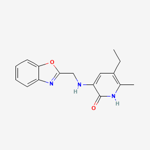 molecular formula C16H17N3O2 B1673922 3-(((1,3-Benzoxazol-2-yl)methyl)amino)-5-ethyl-6-methylpyridin-2(1H)-one CAS No. 135525-70-1