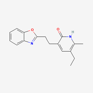 molecular formula C17H18N2O2 B1673923 3-(2-(Benzoxazol-2-yl)ethyl)-5-ethyl-6-methylpyridin-2(1H)-one CAS No. 135525-71-2