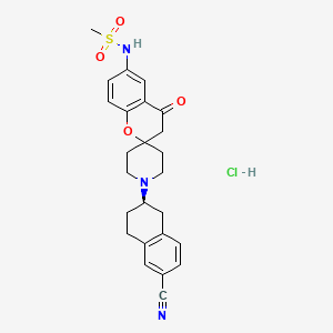 molecular formula C25H28ClN3O4S B1673935 N-[1'-[(2R)-6-Cyano-1,2,3,4-tetrahydronaphthalen-2-yl]-4-oxospiro[3H-chromene-2,4'-piperidine]-6-yl]methanesulfonamide;hydrochloride CAS No. 136078-58-5
