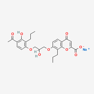 molecular formula C27H29NaO9 B1673991 7-[3-(4-Acetyl-3-hydroxy-2-propylphenoxy)-2-hydroxypropoxy]-4-oxo-8-propyl-4H-1-benzopyran-2-carboxylic acid sodium salt CAS No. 40786-08-1