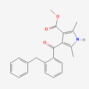 molecular formula C22H21NO3 B1673993 Methyl 4-(2-benzylbenzoyl)-2,5-dimethyl-1H-pyrrole-3-carboxylate CAS No. 120934-96-5