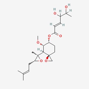 molecular formula C22H34O7 B1674001 [(3R,4S,5S,6R)-5-methoxy-4-[(2R,3R)-2-methyl-3-(3-methylbut-2-enyl)oxiran-2-yl]-1-oxaspiro[2.5]octan-6-yl] (E)-4,5-dihydroxyhex-2-enoate CAS No. 132340-44-4