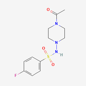 molecular formula C12H16FN3O3S B1674003 N-(4-Acetyl-1-piperazinyl)-4-fluorobenzenesulfonamide CAS No. 133920-65-7