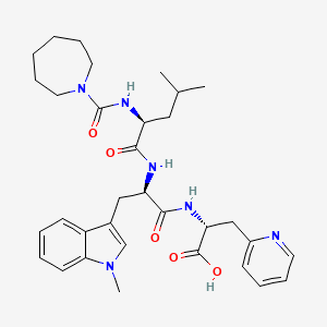 molecular formula C33H44N6O5 B1674005 D-Alanine, N-((hexahydro-1H-azepin-1-yl)carbonyl)-L-leucyl-1-methyl-D-tryptophyl-3-(2-pyridinyl)- CAS No. 142375-60-8