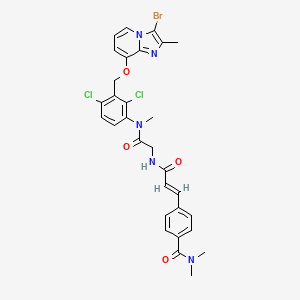 molecular formula C30H28BrCl2N5O4 B1674006 4-[(E)-3-[[2-[[3-[(3-bromo-2-methylimidazo[1,2-a]pyridin-8-yl)oxymethyl]-2,4-dichlorophenyl]-methylamino]-2-oxoethyl]amino]-3-oxoprop-1-enyl]-N,N-dimethylbenzamide CAS No. 215258-13-2