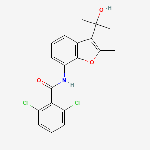 molecular formula C19H17Cl2NO3 B1674007 Benzamide, 2,6-dichloro-N-(3-(1-hydroxy-1-methylethyl)-2-methyl-7-benzofuranyl)- CAS No. 174185-16-1